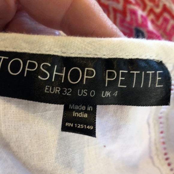 TOPSHOP PETITE 100% Cotton Embroidered Ethnic Long Sleeve Popover Top Size 0 - Picture 9 of 11